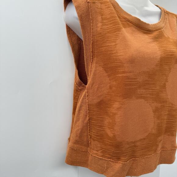 Anthropologie Daily Practice Cropped Sleeveless Top Sz XS Rust Brown Fleece Boho - Picture 2 of 9